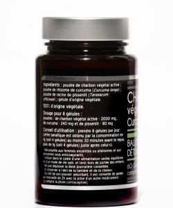 Charbon Végétal Activé + Curcuma & Pissenlit, 60 gélules